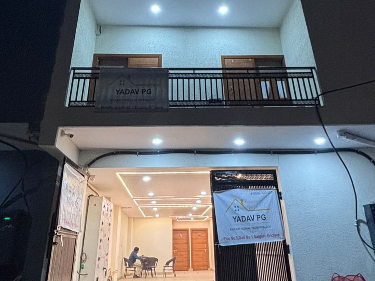 Yadav PG building entrance at the Gurugram location
